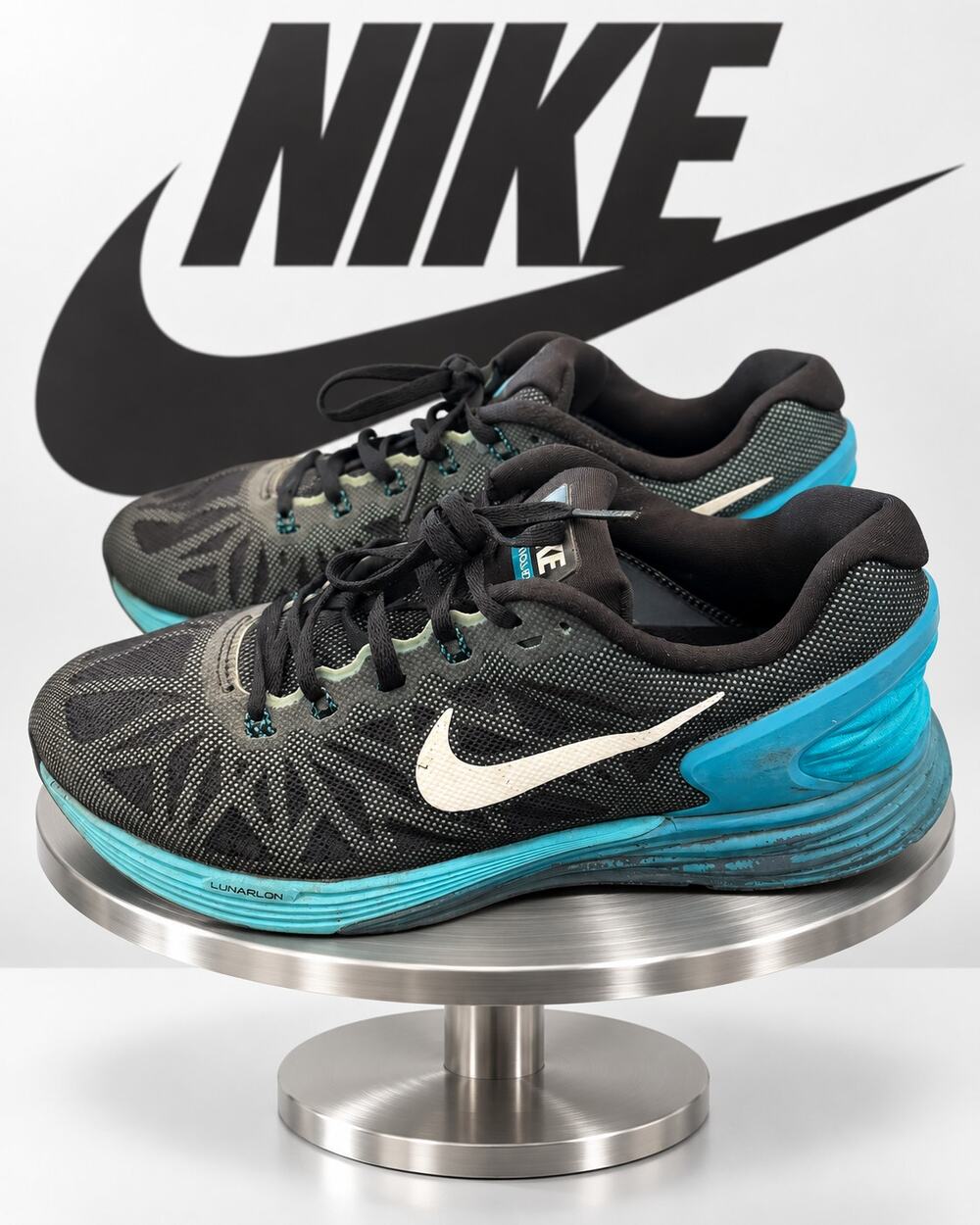 Nike LunarGlide 6 Black Blue Lagoon Running Shoes Women’s Size 7 654434-007